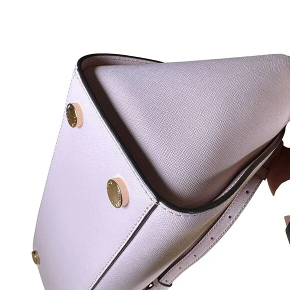 Michael Kors Selma Medium Saffiano Leather Satchel in Pale Pink Gold Hardware - Picture 8 of 13